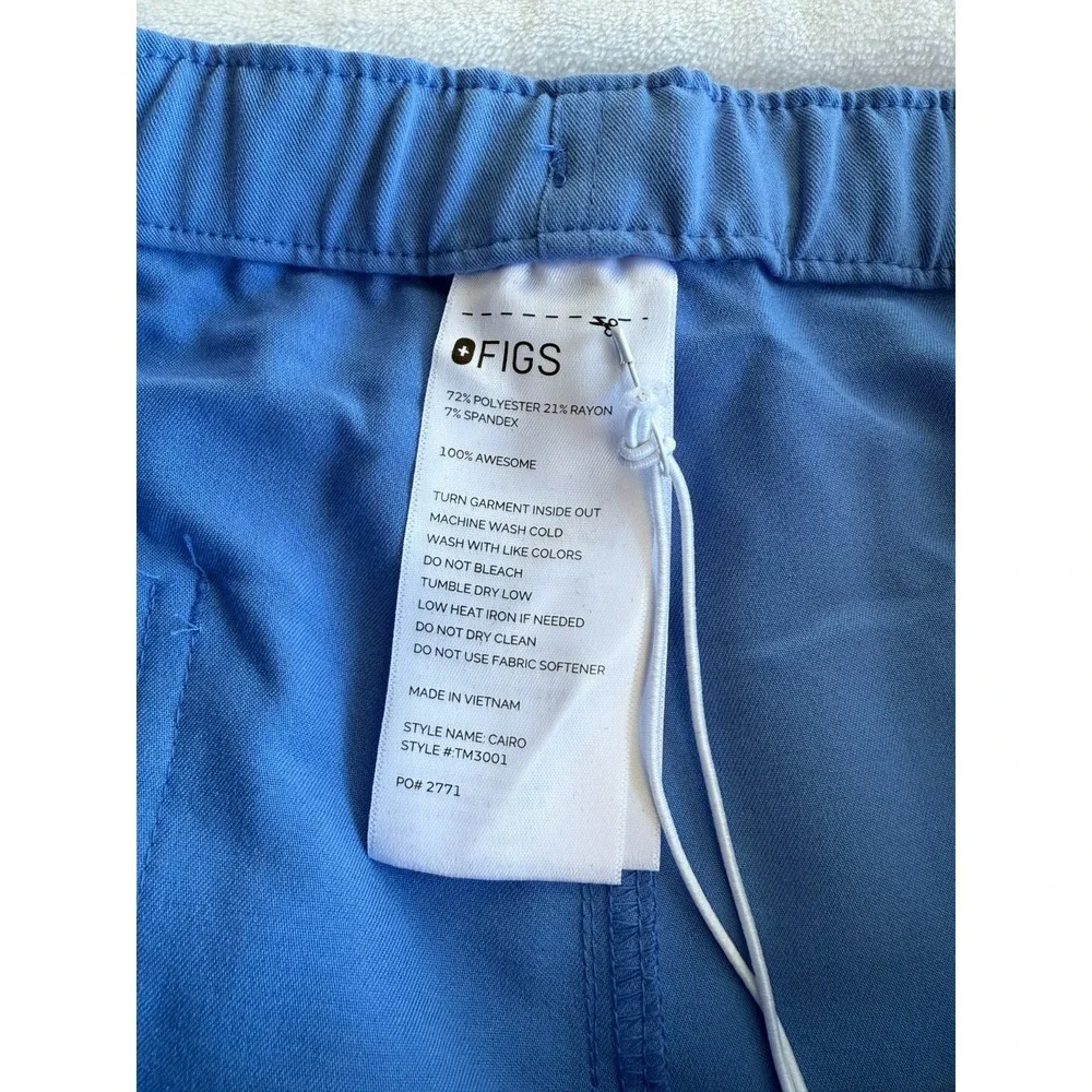 FIGS Cairo Cargo Scrub Pants L Blue Technical Collection Medical Professional